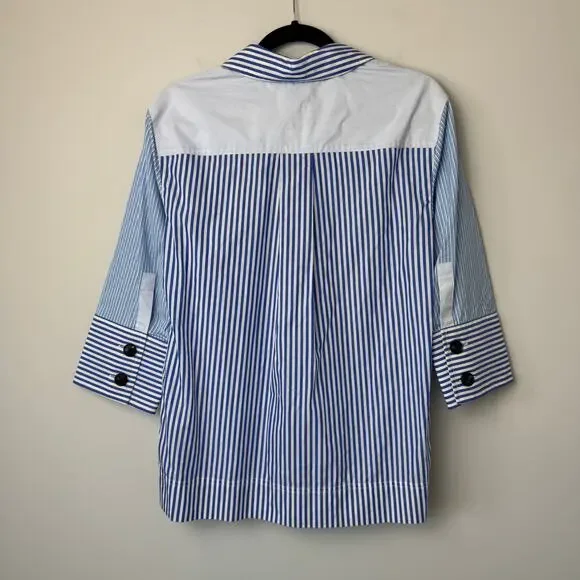 CO Essentials Blue & White Striped Cotton Poplin Shirt NEW Size Small - Picture 13 of 14